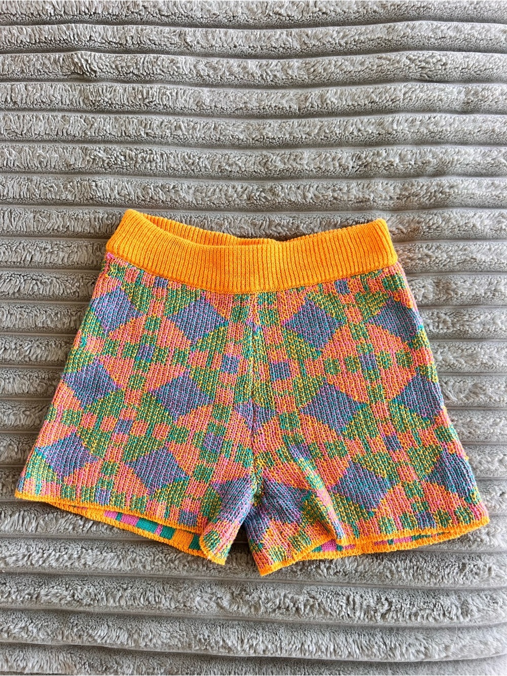 Free People Multicolor Knit Lounge Shorts - Yellow Trim - Picture 2 of 8